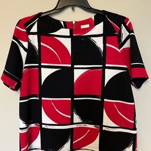 Chicos top black, red and cream, round neck